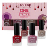 Jaquline USA One Stroke 4 In 1 Nail Kit, Long Lasting, Chip Resistant, Vegan, Quick Dry & Cruelty-Free Glossy Finish Nail Paint- 20Ml