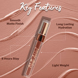 Jaquline USA Matte Addict + Liquid Lipstick, 8Hr stay, Lightweight & Transfer proof - Deep Sienna 02, 3.5ml