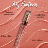 Jaquline USA Matte Addict + Liquid Lipstick, 8Hr stay, Lightweight & Transfer proof - Sunlit Beige 03, 3.5ml