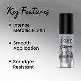 Jaquline USA Chrome Stroke Nail Polish, Intense Metallic Finish, Long Lasting, Intense Shine - Silver Pulse 05