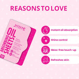 Jaquline USA Pink Oil Absorbing Sheets 100N - Instant Oil Control Blotting Paper, Gentle on Skin, Perfect for Travel Friendly