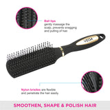 Vega Flat Hair Brush (India's No. 1* Hair Brush Brand) for Men & Women (R9-FB)