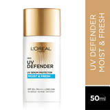 L’Oréal Paris UV Defender Serum Protector Sunscreen SPF 50 PA+++, Moist & Fresh, 50 ml | Non-Greasy, Hydrating Sunscreen With Hyaluronic Acid | UVA & UVB Protection, 50 ml