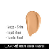 Lakme Absolute 3D Cover Foundation, Warm Sand, 15 ml