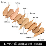 Lakme Absolute 3D Cover Foundation, Warm Sand, 15 ml