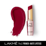 Lakme 9TO5 Primer + Matte Lip Color Burgundy Passion 3.6 g