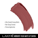 Lakme Absolute Plush Matte Lip Crayon 302 Roasted Almond, 2.8 g