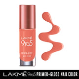 Lakme 9to5 Primer + Gloss Nail Colour, Coral Haze, 6 ml