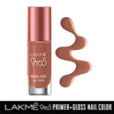 Lakme 9to5 Primer + Gloss Nail Colour, Honey Love, 6 ml