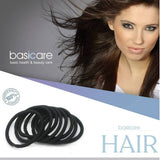 Basicare Black Color Long Lasting Snag Free Round Elastic. No Metal Hair Elastics, Elastic Hair Band For Thick, Curly And Straight Hair Ponytail Holders. Hair Ties For Girls. Pack Of 24