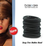 Basicare Black Color Long Lasting Snag Free Round Elastic. No Metal Hair Elastics, Elastic Hair Band For Thick, Curly And Straight Hair Ponytail Holders. Hair Ties For Girls. Pack Of 24