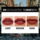 Maybelline New York Color Sensational Creamy Matte Lipstick, 676 East Village Rose, 3.9g